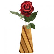 AMADEA Wooden Triangular Vase with Oblique Stripes, Solid Wood of Four Tree Species, Height of 23cm - Vase