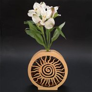 AMADEA Dřevěná váza kulatá s motivem slunce, masivní dřevo, výška 15 cm - Váza