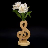 AMADEA Wooden Vase in the Shape of a Treble Clef, Solid Wood, Height of 24cm - Vase