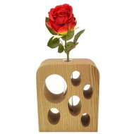 AMADEA Rectangular Wooden Vase with Holes, Solid Wood, Height of 12cm - Vase