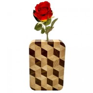 AMADEA Wooden Vase, Rectangular Mosaic, Solid Wood of Three Tree Species, Height of 18cm - Vase