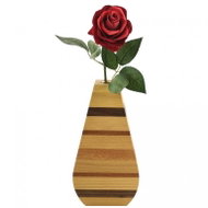 AMADEA Wooden Vase with Horizontal Stripes, Solid Wood of Four Tree Species, Height of 23cm - Vase