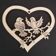 AMADEA Wooden Heart Ornament with Birds 14cm - Christmas Ornaments