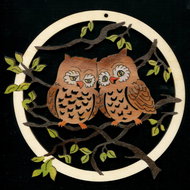 AMADEA Wooden Ornament with an Owl in a Circle of 18cm - Christmas Ornaments