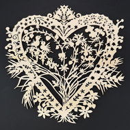 AMADEA Wooden Heart Ornament with Flowers 20cm - Christmas Ornaments