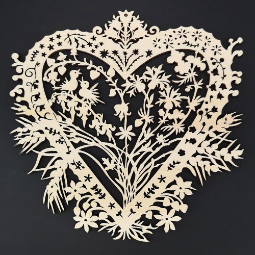 AMADEA Wooden Heart Ornament with Flowers 20cm - Christmas Ornaments - Main image