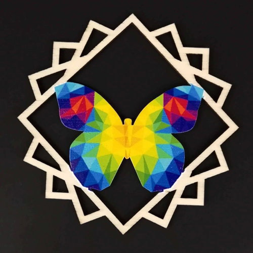 AMADEA Wooden Ornament Coloured Butterfly 9cm - Christmas Ornaments - Main image