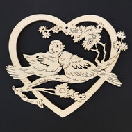AMADEA Wooden Heart Ornament with Birds 15cm - Christmas Ornaments