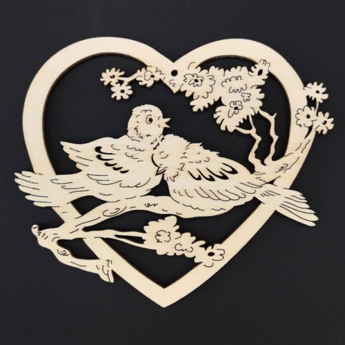 AMADEA Wooden Heart Ornament with Birds 15cm - Christmas Ornaments - Main image