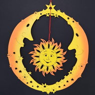AMADEA Wooden Ornament Two Moons with the Sun, Coloured, for Hanging, Height of 20cm - Christmas Ornaments