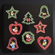 AMADEA SPECIAL OFFER Wooden Ornaments - Set of 8 Pieces of Coloured Ornaments 6cm - Christmas Ornaments