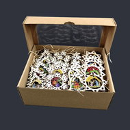 AMADEA Wooden Ornaments - Set of 40 Pieces of Coloured Wooden Natural Ornaments, Size 6 cm - Christmas Ornaments