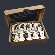 AMADEA Wooden Ornaments - A Set of 20 Wooden Natural Ornaments with an Angel Motif, Size 6cm - Christmas Ornaments