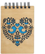 AMADEA Wooden Notebook A6 - Heart with Birds - Journal