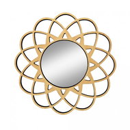 AMADEA Wooden Mirror in the Shape of a Mandala, Solid Wood, Diameter of 30cm - Compact Mirror