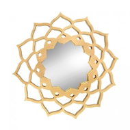 AMADEA Wooden Mirror in the Shape of a Mandala, Solid Wood, Diameter of 40cm - Compact Mirror