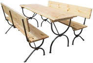 Ambitent Bavord DE LUX II beer table and bench set with backrest, light 180×60cm - Garden Furniture