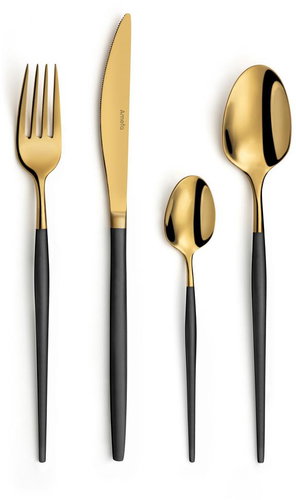 AMEFA Soprano cutlery set 16 pcs, black/gold - Cutlery Set - Main image
