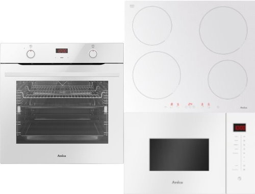 AMICA TXB 119 TCKGW + AMICA DI 6441 W + AMICA TMI 25 CXW - Oven, Cooktop and Microwave Set - Main image
