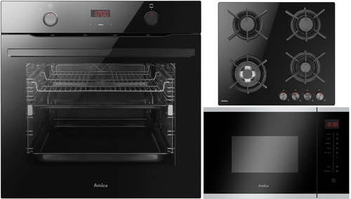 AMICA TXB 117 TCKGB + AMICA DP 6411 LZBG + AMICA TMI 25 AXX - Oven, Cooktop and Microwave Set - Main image