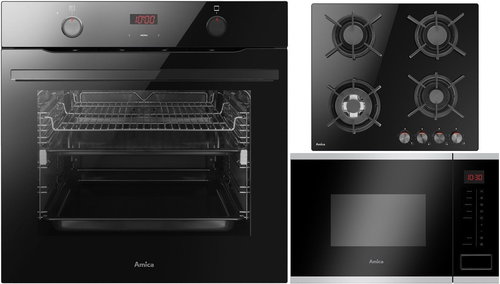 AMICA TXB 117 TCKGB + AMICA DP 6411 LZBG + AMICA TMI 20 AXX - Oven, Cooktop and Microwave Set - Main image