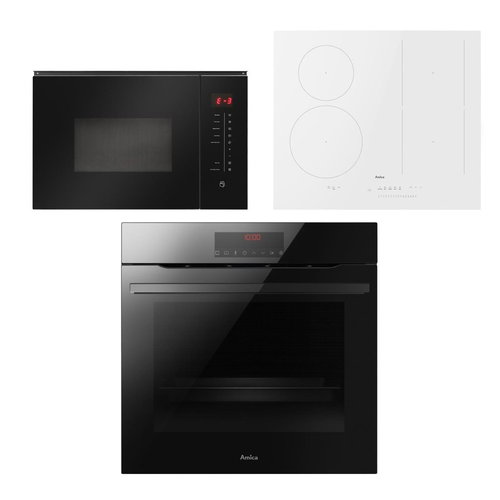 AMICA TXB 123 TCPDNB Pyro + AMICA DI 6418 SBW + AMICA TMI 25 BXB - Oven, Cooktop and Microwave Set - Main image