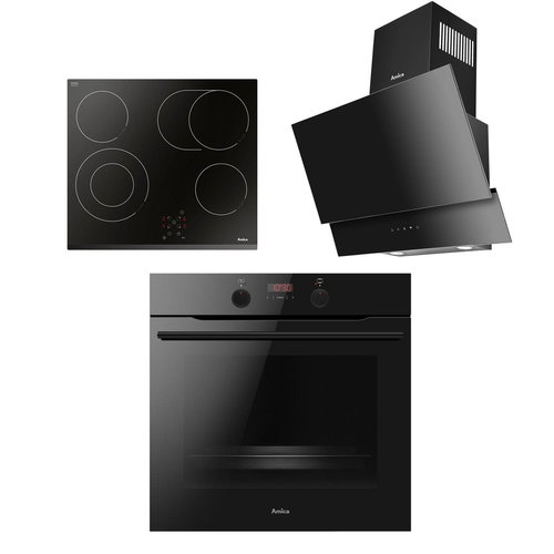 AMICA TFB 127 TB + AMICA DS 6423 B + AMICA SKZ 65 BB - Oven, Cooktop & Kitchen Hood Set - Main image
