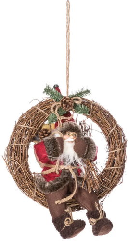 Atmosphera Christmas wreath with Nicholas, 30 cm, brown - Wreath - Main image