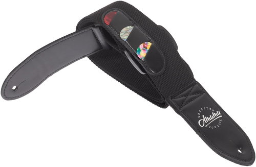 AMUMU Cotton Pickholder Strap Black - Guitar Strap - Main image