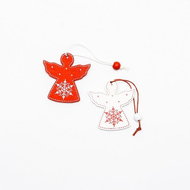 DECOLED Christmas decoration - wooden angel, red and white, 5 × 6 cm, 12 pcs - Christmas Decoration