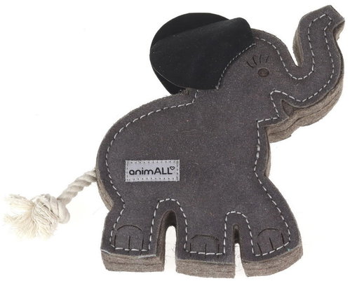 animALL Elephant grey natural leather backed with felt 19 × 17 cm - Dog Toy - Main image