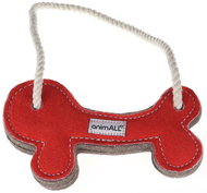 animALL Bone tug-of-war natural leather backed with felt 10 × 19 cm - Dog Toy