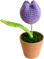 ANNAM Crochet flower in pot purple tulip, 7 × 14 cm - Artificial Flower