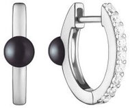ANNA PERLY Exclusive earrings with freshwater black pearl and cubic zirconia (Ag 925/1000, 3,00 g) - Earrings