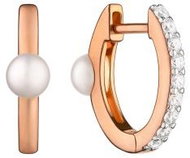 ANNA PERLY Exclusive earrings with freshwater white pearl and cubic zirconia (Ag 925/1000, 3,11 g) - Earrings