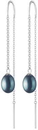 ANNA PERLY Modern silver chain earrings with genuine black pearl (Ag 925/1000, 2,51 g) - Earrings