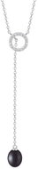 ANNA PERLY Modern silver necklace with black rice pearl on chain and cubic zirconia (Ag 925/1000, 3  - Charm