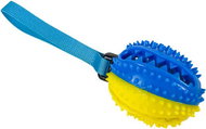 ANNAM Rubber ball for treats with rope 8 cm, blue yellow - Dog Toy Ball