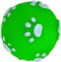 ANNAM Rubber squeaky ball with paws for dogs 8 cm, green - Dog Toy Ball - Main image