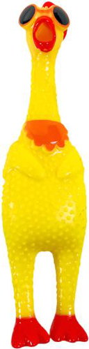 ANNAM Whistling chicken with glasses for dogs 32 cm, yellow - Dog Toy - Main image