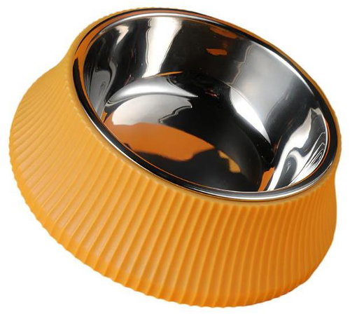 ANNAM Bowl with stainless steel removable bowl 18 cm, yellow - Dog Bowl - Main image