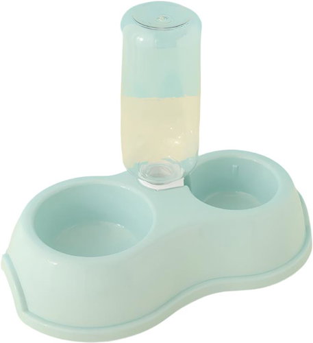 ANNAM Double bowl with water bottle holder 28.5 cm ( without bottle), blue - Dog Bowl - Main image