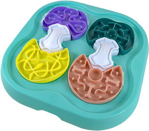 ANNAM Large puzzle bowl for dogs 36 × 35 × 6cm, blue - Dog Bowl - Main image