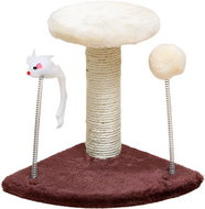 ANNAM Scratching post Corner tower with mouse and pompom for cats 23 cm, brown - Cat Scratcher