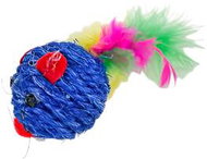 ANNAM Knitted mouse for cats with feathers 10 cm, blue - Cat Toy Mouse