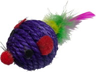 ANNAM Knitted mouse for cats with feathers 10 cm, purple - Cat Toy Mouse