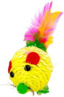 ANNAM Knitted mouse for cats with feathers 10 cm, yellow - Cat Toy Mouse