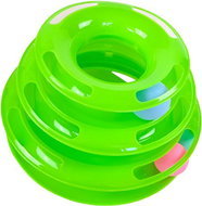 ANNAM Plastová věž pro kočky, 3 patra s míčky 26 cm, zelená - Hračka pro kočky