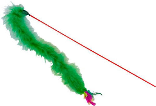 ANNAM Cat teaser with feather rod 50 cm + 45 cm long feather, green - Cat Toy - Main image