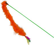 ANNAM Cat teaser with feather rod 50 cm + 45 cm long feather, orange - Cat Toy
